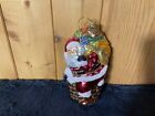 Vtg 7? Hand Blown Glass Ameri Santa Claus W/ Gifts Chimney Christmas Ornament