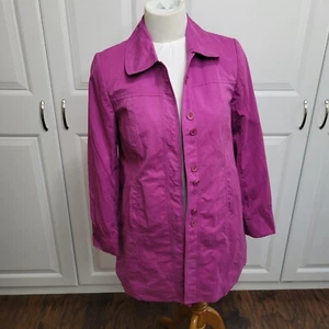 Abrigo para mujer Madison Studio Petite talla S forrado púrpura con botones para todo tipo de clima - Imagen 1 de 21