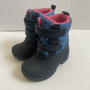 Carters Shoes Toddler Girls 6 Blue Leopard Waterproof Insulated Snow Duck Boot - Picture 1 of 9