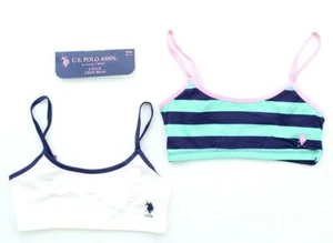 U.S. Polo Assn. Girls 2 Pack Cotton Blend Crop Pullover Training Bras - Picture 1 of 3