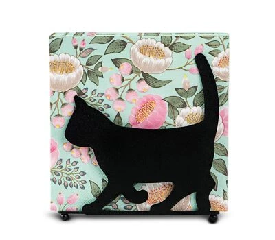 Soporte de servilletas para gato para mesa soporte de servilletas negro para servilletas de papel soporte para kit Foto 1 de 4