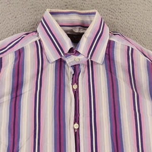ETRO Shirt Mens L Pink Striped 100% Cotton Button Up Long Sleeve Made in Italy - Picture 1 of 9