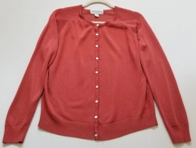 休闲转角开衫毛衣女式小号 PL 红色长袖纽扣 — 第 1/4 张图片