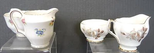 2 Bone China Sugar & Creamers - Queen Anne & Crown Staffordshire - Picture 1 of 10