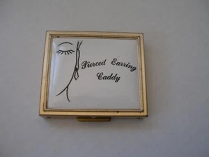 Vintage Messing Schmuck Aufbewahrung kompakter Körper und Ohrringe Caddy 1950er - Bild 1 von 9