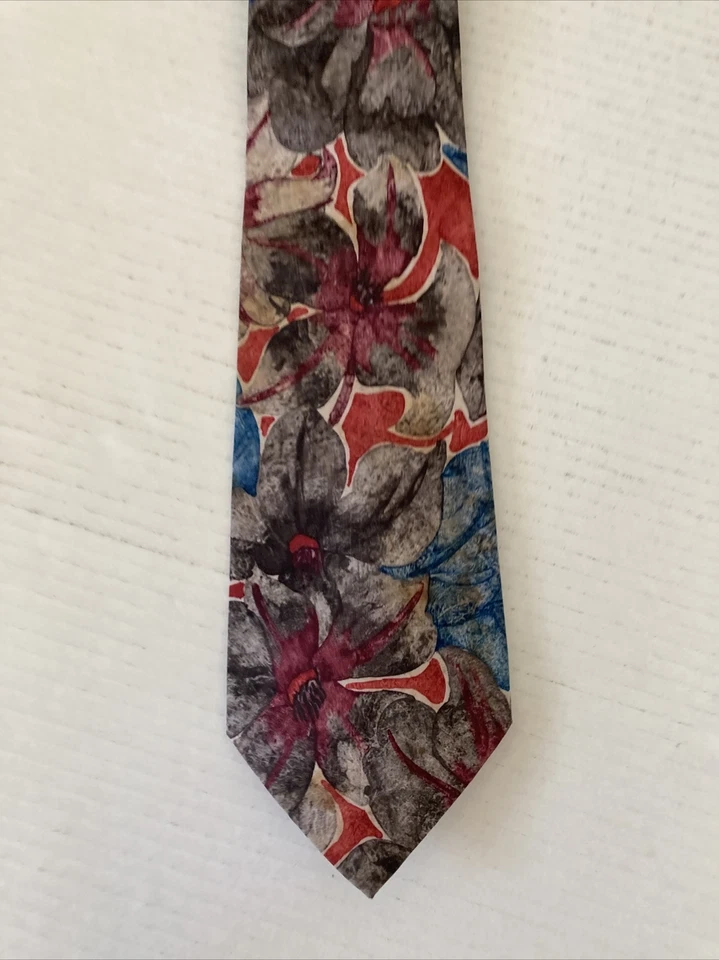 Галстук мужской Carlos Tomasini галстук большой цветочный красный синий серый абстрактный - Изображение 1 из 4