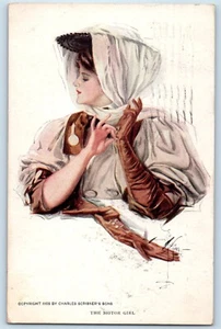 1910 Pretty Woman The Motor Girl Charles Scribner's Sons signierte Künstler Postkarte - Bild 1 von 2