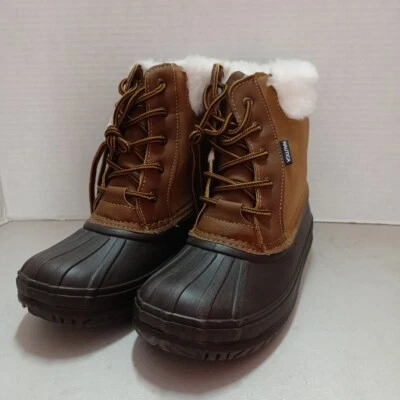 Nautica Danube QB1029 Boys Tan Brown Snow Duck Boots Waterproof Leather Size 4Y - Image 1 of 4
