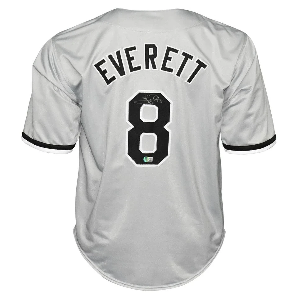 Camiseta de béisbol gris firmada por Carl Everett de Chicago (Beckett) Foto 1 de 3