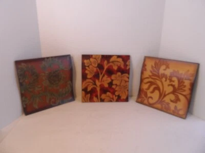 Placas de arte de pared de resina/madera impresiones florales 10”X 10” - Lote de 3 Foto 1 de 4