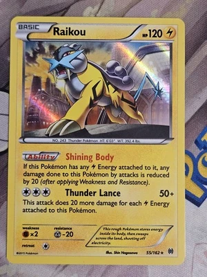 Raikou 55/162HOLO RARE XY Breakthrough 2015 Pokemon TCG LP - Image 1 of 3