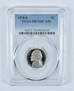 1978-S Jefferson Nickel PR70 DCAM PCGS Blue Label *1316 - Picture 1 of 5