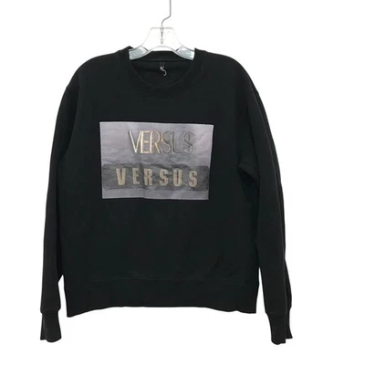 Sudadera VERSACE Versus Para Hombres Negra Gris Logo Mediana Diseñador Foto 1 de 4