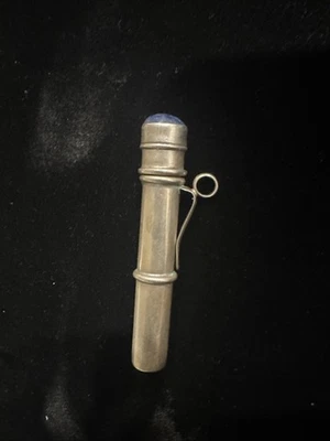 Soplador de burbujas de niñera miniatura de plata esterlina art deco raro lapislázuli Foto 1 de 4