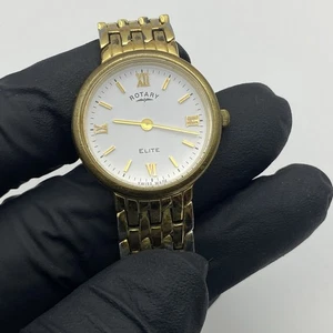 25mm Rotary Elite Sapphire Swiss PO-000602 Two Tone Watch Untested Parts / Rep - Picture 1 of 14