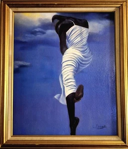 Laurie Cooper Signed Oil “Reaching Higher” 24"x20" – Elegant Figure in Motion - Picture 1 of 12