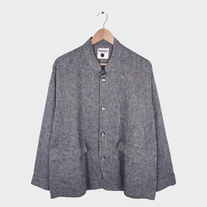 Chaqueta de lino ISSEY MIYAKE Plantation para hombre azul hecha en Japón cuello mandarín - Imagen 1 de 11