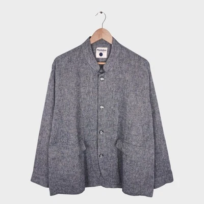 ISSEY MIYAKE Plantation Men's Blue Made in Japan Mandarin Collar Linen Jacket - Image 1 of 4