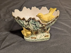 Plato de nuez de caramelo de cerámica UCAGCO Japón Lovebirds amarillos SIN ASTILLAS sin grietas en muy buena condición - Imagen 1 de 15