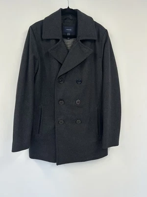 Lands’ End Wool Blend Pea Coat Mens M Tall Charcoal Grey Wool Jacket New - Image 1 of 4