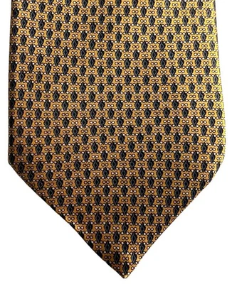 Italo Ferretti 100% шелк мужской галстук ручной работы в Италии геометрический желтый/серый - Изображение 1 из 4