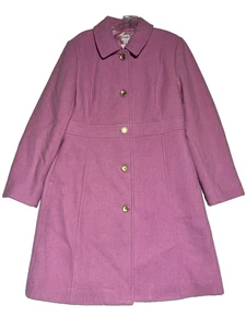 J Crew Wool Blend Lady Day Coat Womens 12 Pink Button Up Classic Elegant - Picture 1 of 16