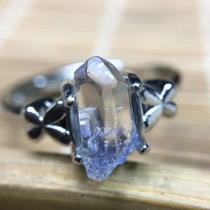 13 kt 100 % natürlicher blauer seltener Dumortierit Quarz rutilierter verstellbarer Ring - Bild 1 von 4