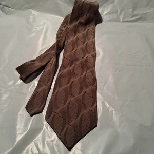Cravatta cravatta uomo Bill Blass vintage seta marrone motivo geometrico - Foto 1 di 4
