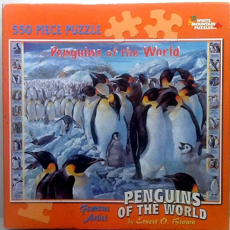 Penguins Of The World Ernest O Brown 550 piezas 24" X 18" White Mountain #336W Foto 1 de 1