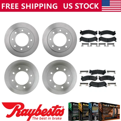 For 2001-2006 Chevrolet Silverado 1500 HD Front Rear Brake Rotors & Ceramic Pads - Image 1 of 4