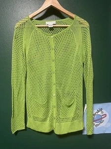 Maglione cardigan maglia verde fluo Y2K Brat Alt Rave musica sexy funky M Doncaster - Foto 1 di 12