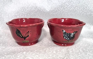 Juego de 2 cuencos de helado de óxido de gallo/gallina de granja vintage certificados internacionales - Imagen 1 de 16