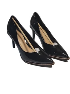 BAR III Women's Black Patent Binsa Ball-Chain Trim Pointed-Toe Pumps Size 9.5 M - Picture 1 of 12