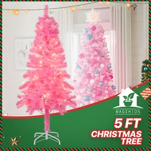 5 FT Pink Christmas Tree Artificial Décor w/ Light LED Party Holiday In/Outdoor - Picture 1 of 9