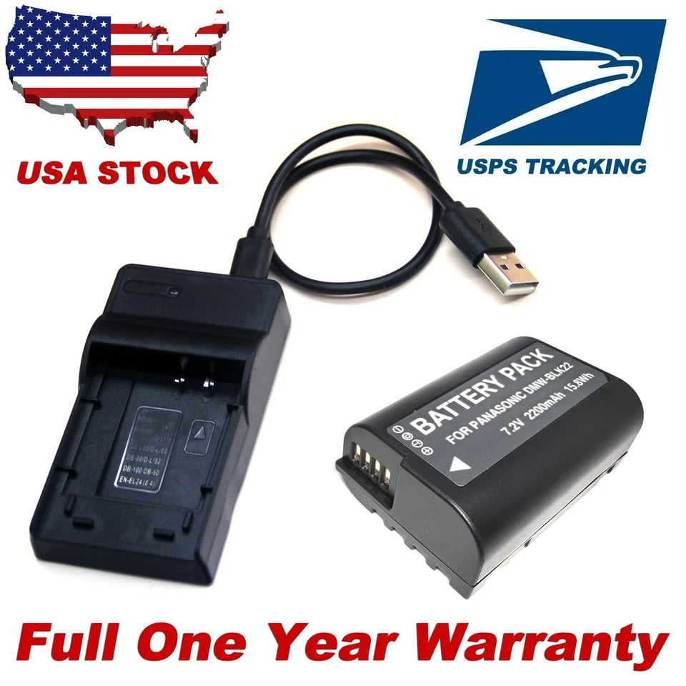 Paquete de baterías/cargador USB para cámara Panasonic Lumix S5 II S5 IIX STOCK EE. UU. NUEVO Foto 1 de 1