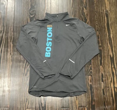 Nike Boston 2011 Running 1/4 Zip Up Shirt Mens Small Gray Polyester Spandex - Image 1 of 4