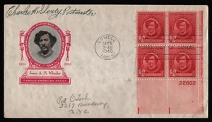 #885 2c James Whistler-Plate Block, Ioor SIGNED FDC **ANY 5=FREE SHIPPING** - Picture 1 of 1