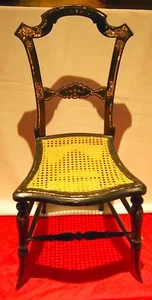 19 C CHAIR PETITE CANE CHAIR MOTHER OF PEARLS INLAID GORGEOUS DETAILS - Picture 1 of 10