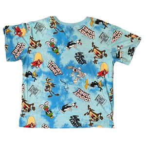 Looney Tunes Men T-Shirt Large Blue Short Sleeve Cotton Polyester Free Shipping - Picture 1 of 5