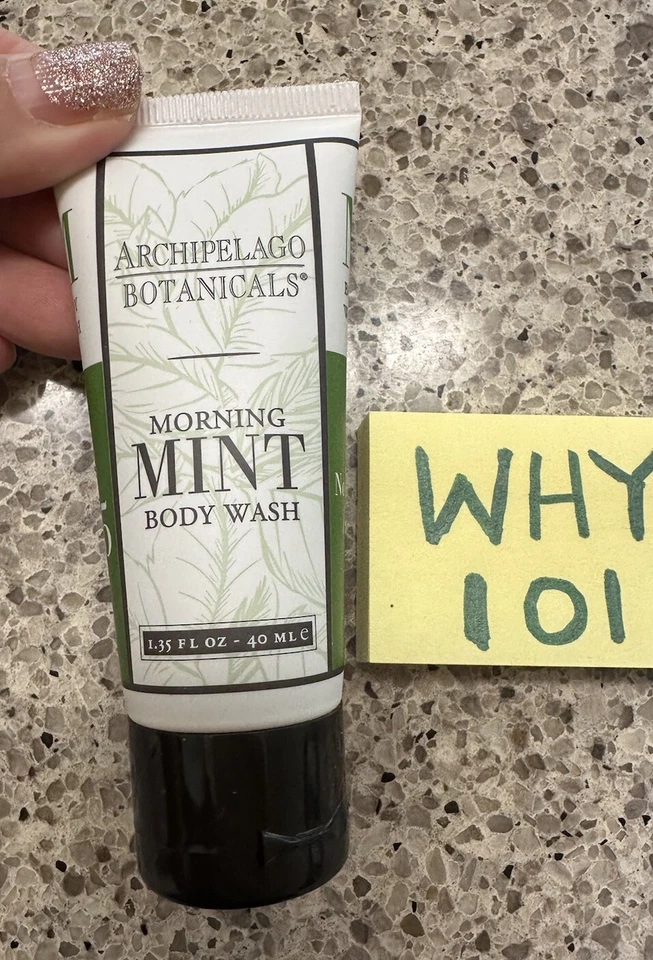 ARCHIPELAGO BOTANICALS Morning Mint Body WASH 1,35 oz/40 mL MINI TAMANHO; LACRADO NOVO - Imagem 1 de 4