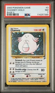 Chansey Pokemon Base Set 2 Ilimitado Holo Raro 3/102 Casi Nuevo - PSA 7 Cartas Coleccionables - Imagen 1 de 3