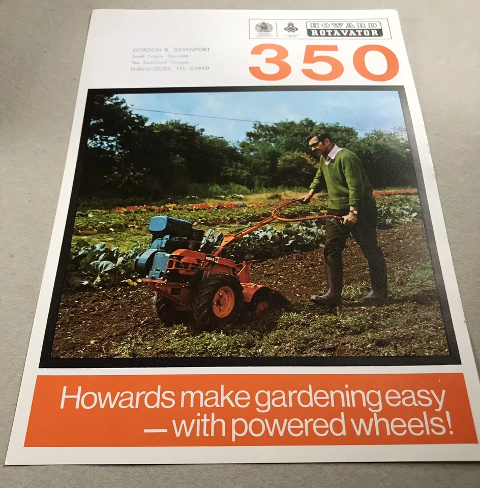 HOWARD 350 Rotavator -  Original 1972 Vintage Glossy Sales Brochure - Image 1 of 1