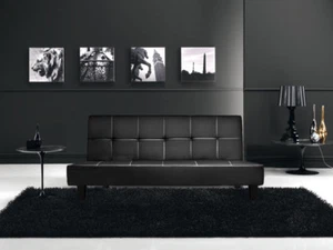 DIVANO LETTO RECLINABILE 3 POSTI LARGO ECOPELLE NERO 180X97 LETTO CONTRASSEGN IT - Foto 1 di 1