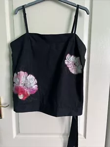 Rocha.John Rocha Black Cotton Vest Style Top With Tie Up Side Size 16 Used - Picture 1 of 7