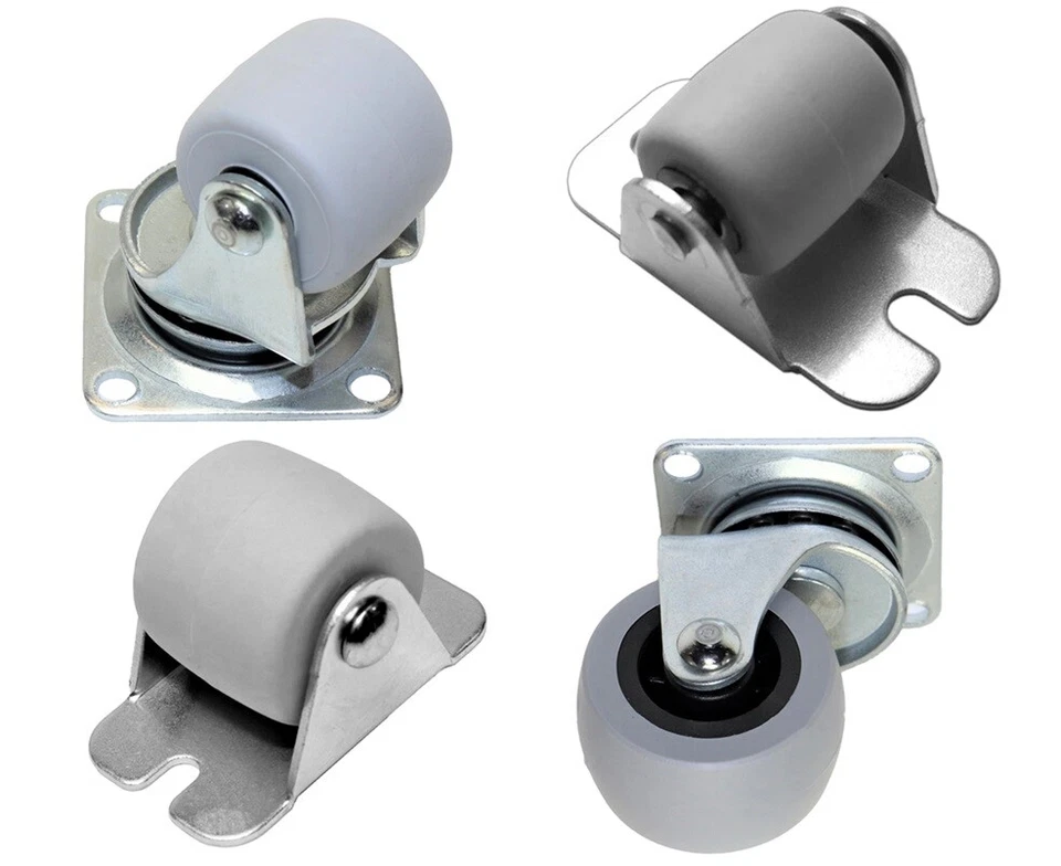 Heavy Duty Rubber Furniture Castor Wheels Easy Install Carpet-Friendly Cabinets - Image 1 of 1