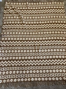 Coperta Lancio Lana Alpaca Peruviana Marrone Beige Design 50" x 62" Leggi - Foto 1 di 6