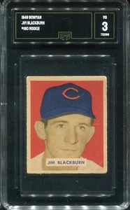 1949 Bowman #160 Jim Blackburn Cincinnati Reds - Rookie Card - Hi # - GMA 3 VG  - Picture 1 of 2