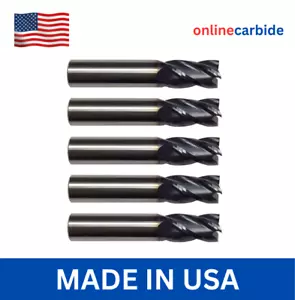 5 Stück 3/8 Zoll VHM-Schaftfräser - 4 Flötenstummelänge TiAlN beschichtet USA - Bild 1 von 3