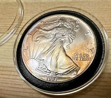 1991 Vintage BU American 99.9% SILVER Eagle Collectible COIN NATURAL TONING