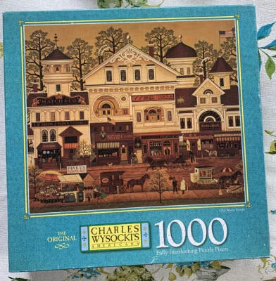 Charles Wysocki Jigsaw Puzzle Old Main Street 1000 pieces Complete 2000 - Image 1 of 4